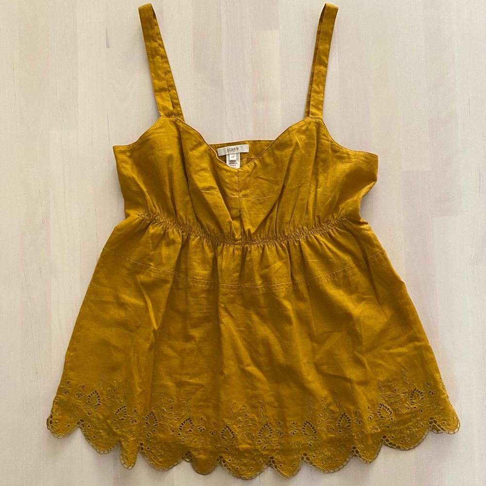 J.Crew Katie eyelet cami tank top in curry